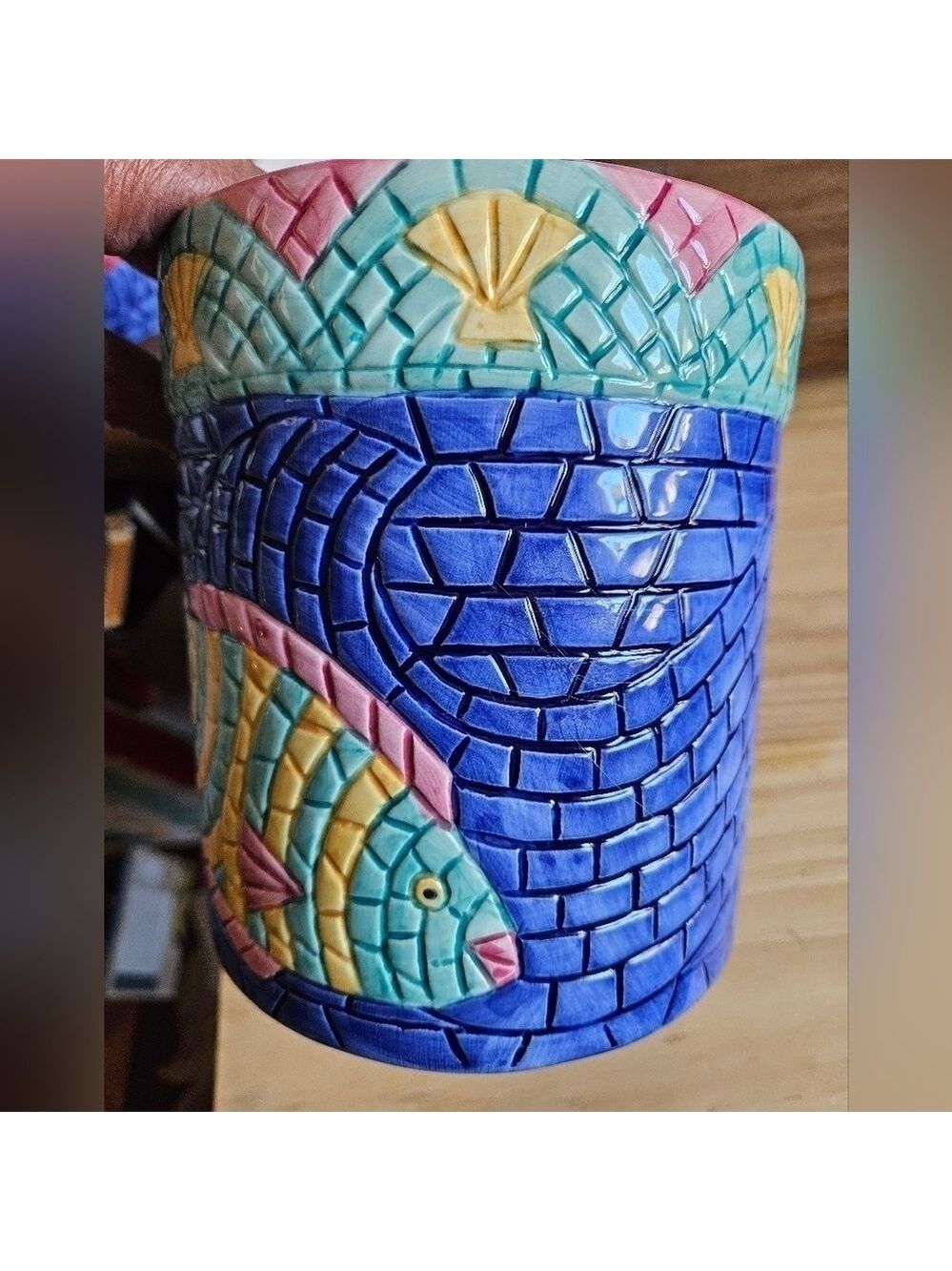 Vintage 90s Clay Art Mosaics 3-piece Ceramic Canister Set - Picture 10 of 16